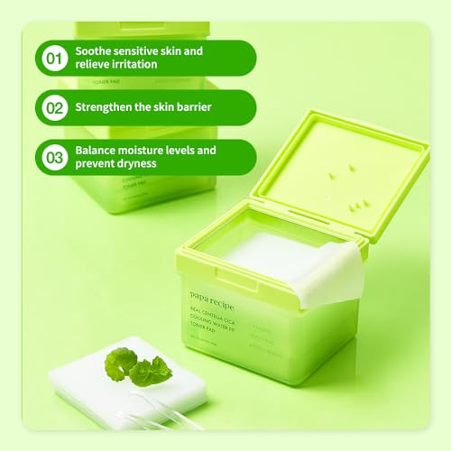 Korean Centella Cica Toner Pads - Hydrating Soothing Wipes for Sensitive Skin