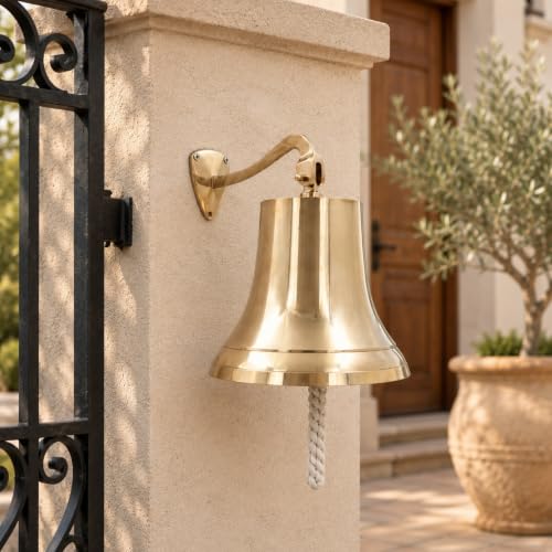 Enormous Nautical Wall Hanging Ship Bell Brass Doorbell Indoor Outdoor Decor
