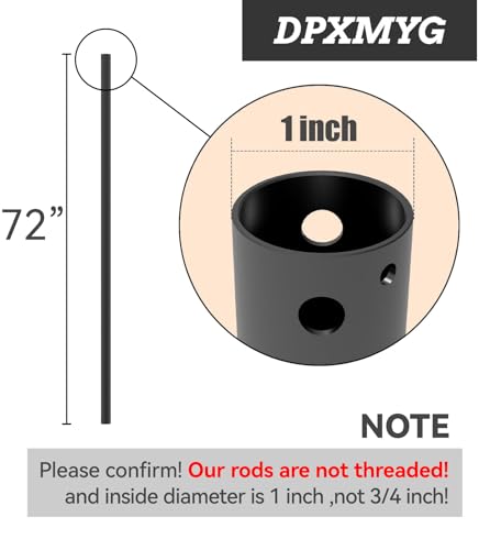 Black 72 Inch Ceiling Fan Downrod - Unthreaded Extension Rod for High Ceilings