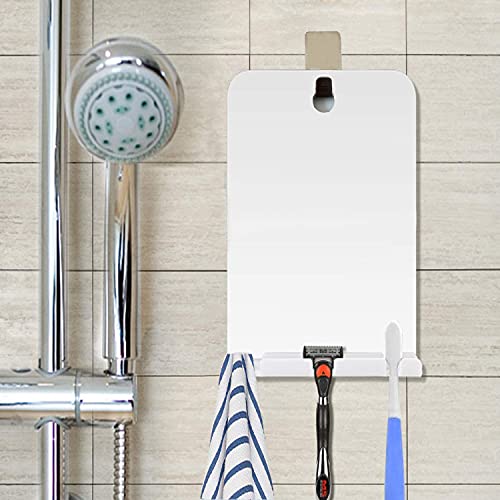 XoYo APHUIME Large Fogless Shower Mirror, Includes 1 Adhesive Hooks, Anit-Fog Shower Mirror, Shower Makeup Shave Mirror, Frameless Shower Mirror, Wall Hanging Mirror