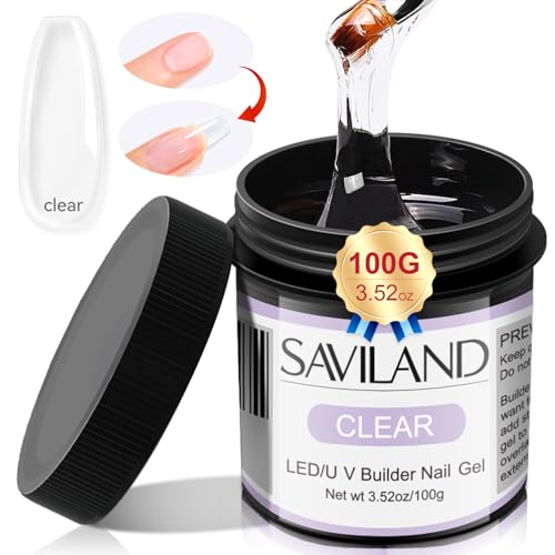 SAVILAND Clear Builder Nail Gel - 3.5 oz for Nail Extensions & Art, Variation A