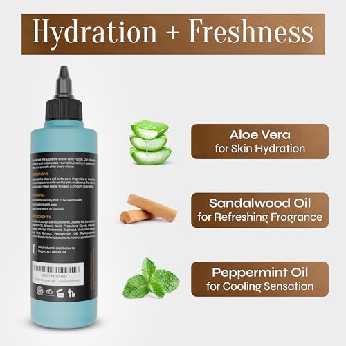 Fac?n Transparent Shaving Gel for Men w/Aloe Vera, Cooling Menthol, Peppermint & Sandalwood Oil Scent ? Clear Non Foaming Straight Razor Shave Gel, Barber Shaving Gel to Prevent Razor Bumps, 10 fl oz