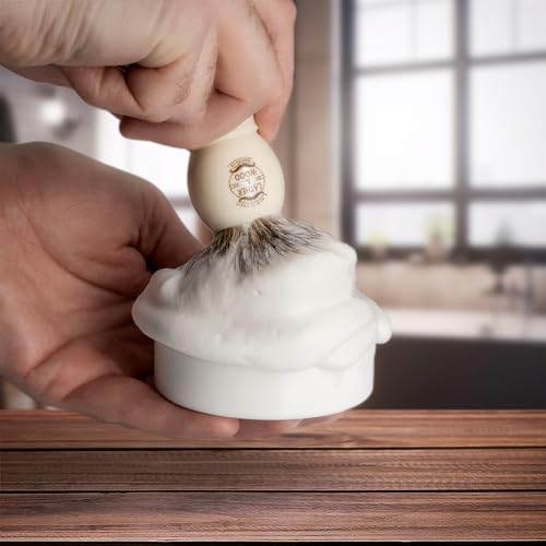 Lather & Wood Pure Badger Shaving Brush - Bone Handle Luxury Men’s Grooming
