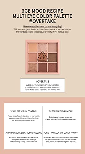 3CE Multi Eye Shadow Palette OVERTAKE - Matte Finish, Cruelty-Free, Travel-Friendly