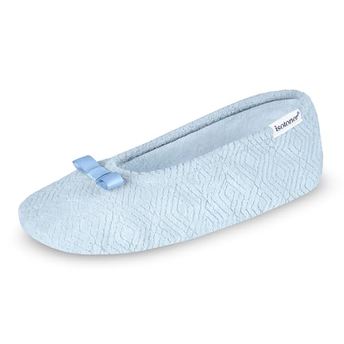 Women's Diamond Microterry Ballerina Slippers Blue Fog - 5-6 Variation