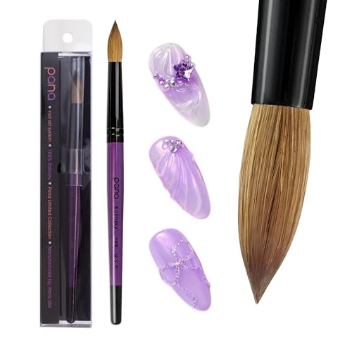 Nail Art Brush - Purple Wood Handle, Size 16, High-Quality Kolinsky Hair