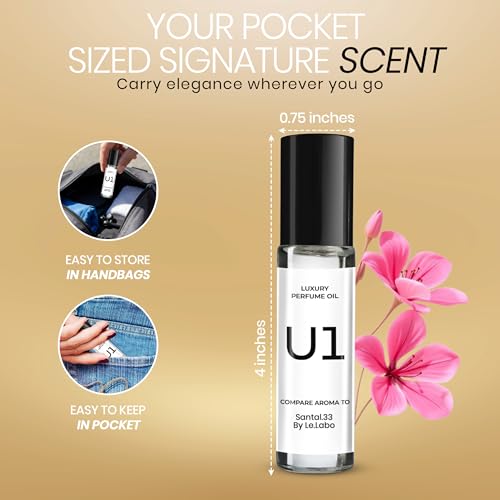 U Series Impression Perfume Oil Roll-On ? Unisex Travel-Friendly Fragrance Based on Iconic Luxury Scents, Long-Lasting Perfume for Men & Women (1 - Pack, U1)