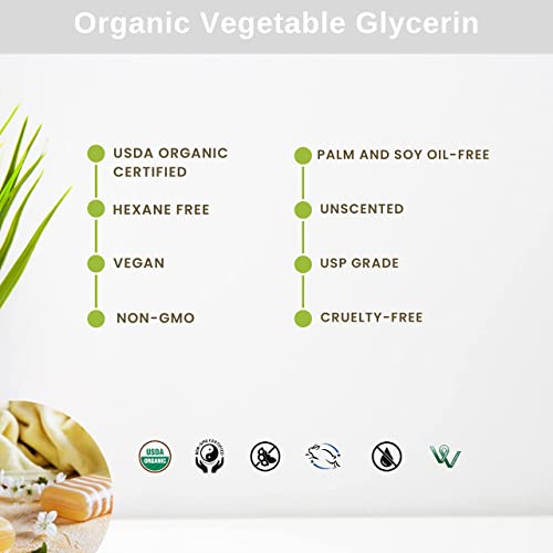 Organic Vegetable Glycerin 32oz - Palm Oil Free, USP Food Grade - Pack of 1