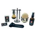 G.B.S Shaving Gift Set, Long Handle Double Edge Safety Razor, Alum Aftershave Block, Chrome Bowl with Natural Shave Soap, Shaving Brush Grooming Kit for Men