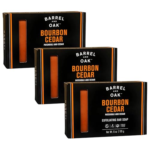 Barrel & Oak Red Clay Exfoliating Bar Soap Bourbon Cedar 6 Oz 3-Pack - Men’s Grooming