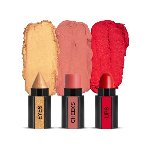 RENEE Fab Face - 3 in 1 Makeup Stick With Eye Shadow, Blush & Lipstick, Enriched With Vitamin E (1. Fab Face Diva)