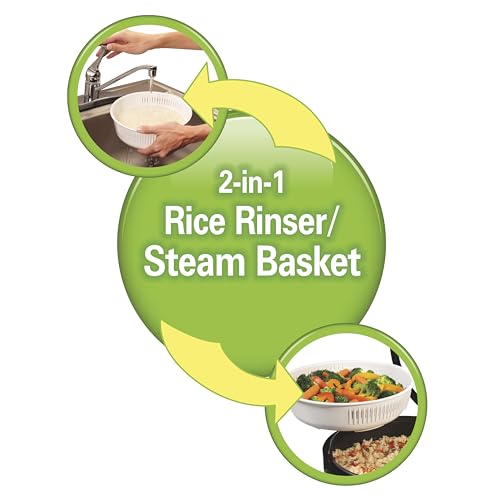 Programmable Rice Cooker & Food Steamer 14 Cups with Rinse Basket - Black & Stainless Steel