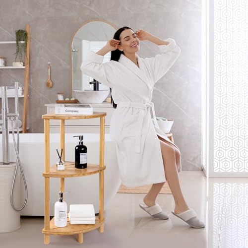 Corner Shower Caddy Stand - Bamboo Bathroom Organizer with Anti-Slip Feet - Water-Resistant & Space-Saving - Shower & Kitchen Storage - Shower caddy-022