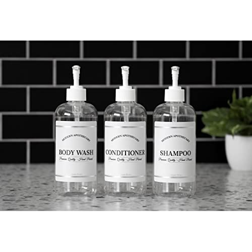 Artanis Home Refillable Shampoo & Conditioner Bottles with White Pumps - 16 oz (3 Pack)