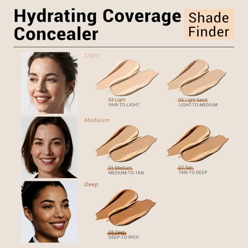 Liquid Concealer Makeup for Blemishes & Dark Circles - Medium to Full Coverage Concealer for Face, 03 Light, 0.22 Fl Oz