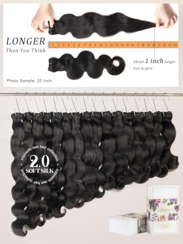 Natural Color 20 Inch Cambodian Body Wave Human Hair Bundles - Soft Silky Raw Hair