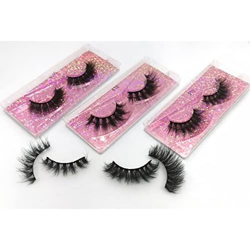 100 Pairs Faux Mink Eyelashes Wholesale Lashes Pack, Lashes Natural Look 16mm-20mm False Eyelashes Pink