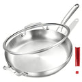 Inqibee 14-Inch Stainless Steel Frying Pan with Lid & Detachable Handle