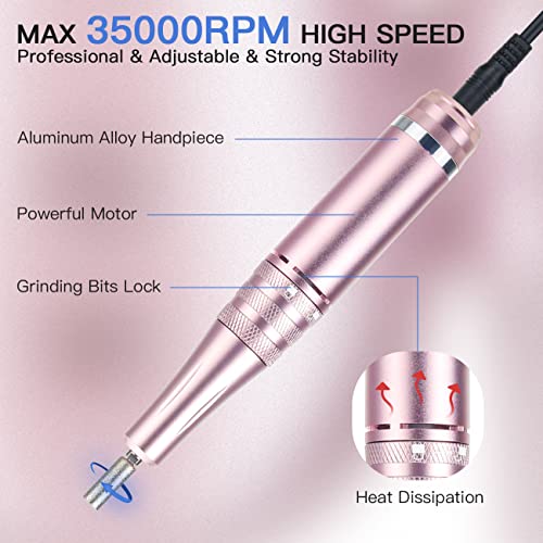 Professional Rechargeable Nail Drill Machine 35000 RPM with 11 Drill Bits