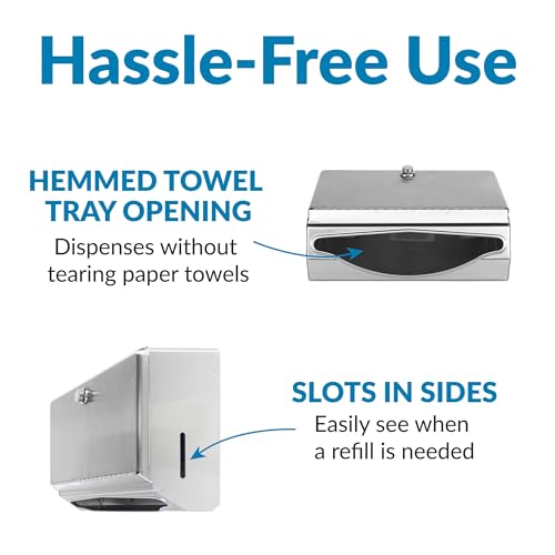 Bobrick B-2621 Paper Towel Dispenser Wall-Mounted Stainless Steel 7-1/8" Knob-Latch