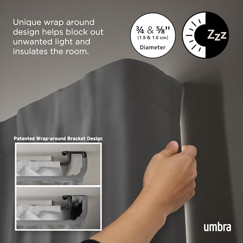 Umbra Twilight Double Curtain Rod Black 66-144 Inches Wrap Around Window Treatment
