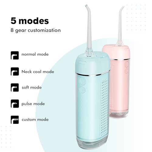 Pink Portable Cordless Water Dental Flosser - 5 Modes, 200ml Tank, IPX7 Waterproof