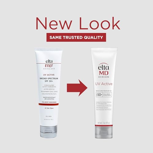 EltaMD UV Active Mineral Sunscreen with Zinc Oxide, SPF 50+, Water Resistant Sunscreen Up to 80 Minutes, 3.0 oz Tube