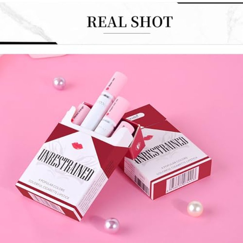 4 Colors Tube Lipstick, Little Lipstick Set, Labiales Mate Velvet Lipstick Moisturizer & Smooth, Red Lip Stain Long Lasting 24 Hours Waterproof Lip Tinet