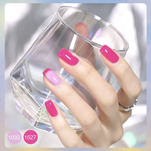 GAOY 42 Pcs Gel Nail Polish Kit, Pink White Red Jelly Nude Colors All Seasons Gel Nail Polish Set with Glossy & Matte Top Coat and Base Coat for Salon and DIY Manicure at Home