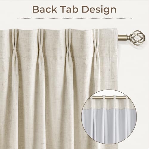 CAPALOCA 70x96 Inch Blackout Curtains Pack of 2 Natural Linen Blend Thermal Insulated