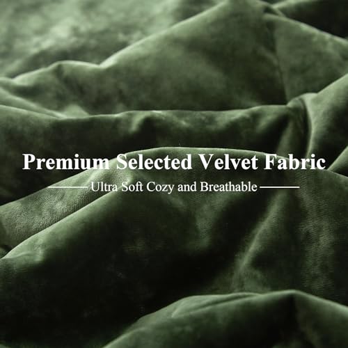 King Crushed Velvet Comforter Set - Luxurious Green Bedding 5 Pieces