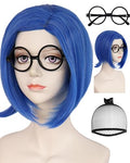 Blue Short Bob Wig for Women - Navy Blue Cosplay Wig with Adjustable Cap, Sad & Upset Style