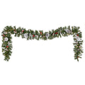 Pre-Lit Frosted Berry Christmas Garland - 9ft Indoor Outdoor Holiday Decor