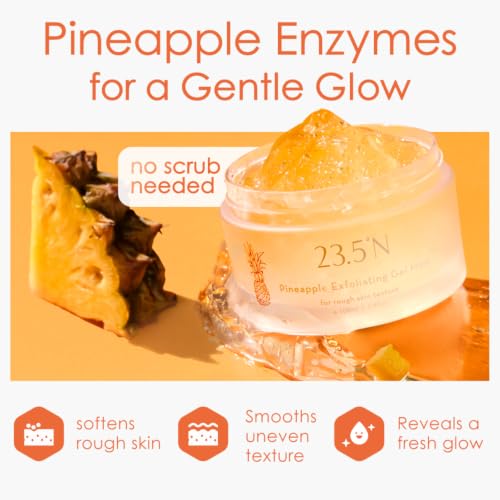 Pineapple Enzyme Gel Mask for Exfoliation & Brightening - Gentle, Hydrating, 3.4oz