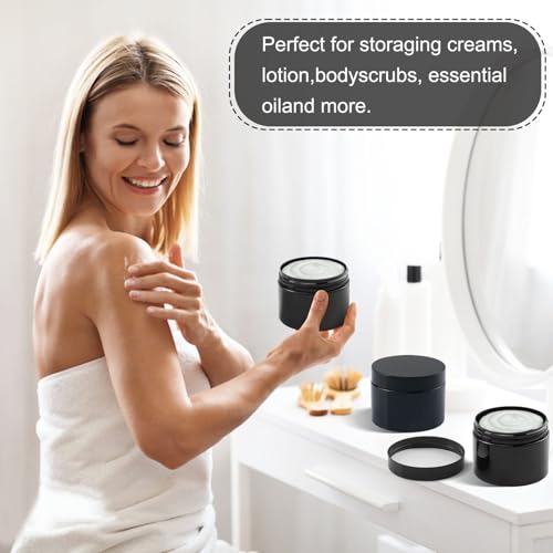 35 Pack 10 oz Black Plastic Jars with Black Lids - Wide Mouth Cosmetic Containers