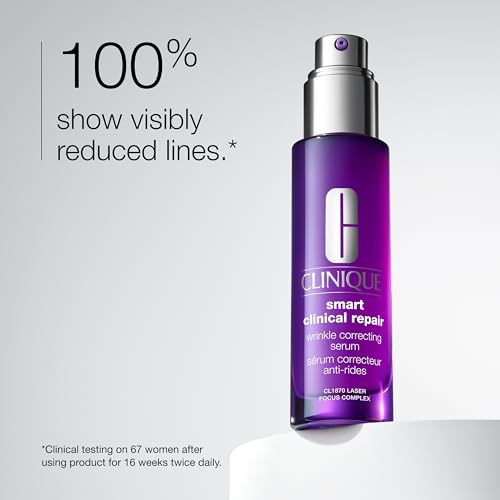 Clinique Smart Clinical Repair Wrinkle Correcting Face Serum 0.34 Fl Oz Mini Travel Size - Anti-Aging Hydrating Serum with Peptides, Hyaluronic Acid & Retinoid