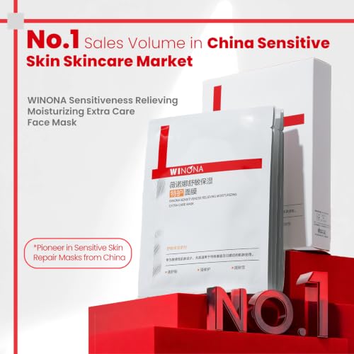 WINONA Soothing & Repairing Sheet Mask for Sensitive Skin - Hydrating Post-Sun Relief, Calms Redness & Dryness, 6 Sheets