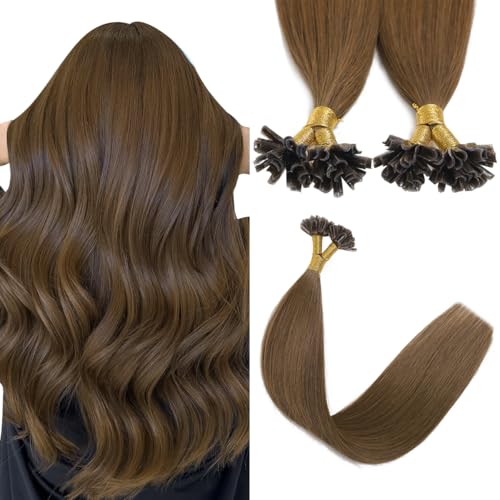 Sindra Human Hair U Tip Hair Extensions - Chocolate Brown #4, 18 Inch Variation