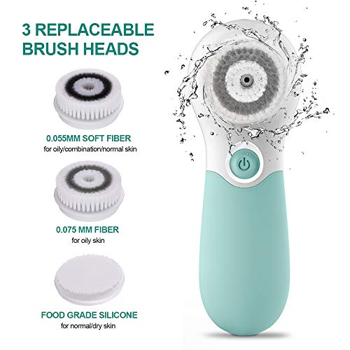 Facial Cleansing Brush Set with 3 Replacements - Deep & Gentle Skin Care