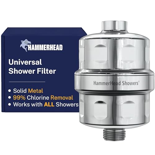 HammerHead Chrome Metal Shower Head Filter with KDF-55 Chlorine & Chemical Removal