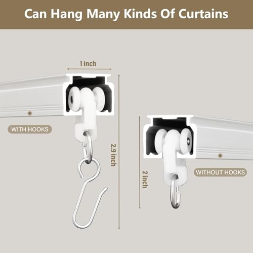 Heavy Duty Ceiling Curtain Track Wall Mount - 18 FT White Room Divider Rod with Hooks