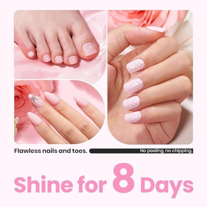 Beetles Light Pink Nail Polish - Cloudy Rose, Pastel Baby Pink Nail Polish Quick Dry, Long-Lasting Pastle Nails, Valentine Fingernail Art Effect Gift for Her - 0.51Fl Oz/15ML