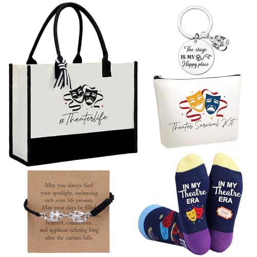 Theater Gift Set for Women Drama Christmas Actor Gift with Tote Socks Keychain & Bracelet
