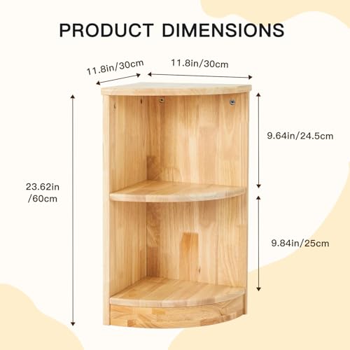 Kids Corner Storage Cabinet - 2-Tier Montessori Toy & Book Organizer - Rubber Wood, Playroom & Nursery