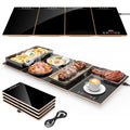 FEPPO Electric Warming Tray 4-in-1 Food Warmer Buffet with Black and Gold Finish