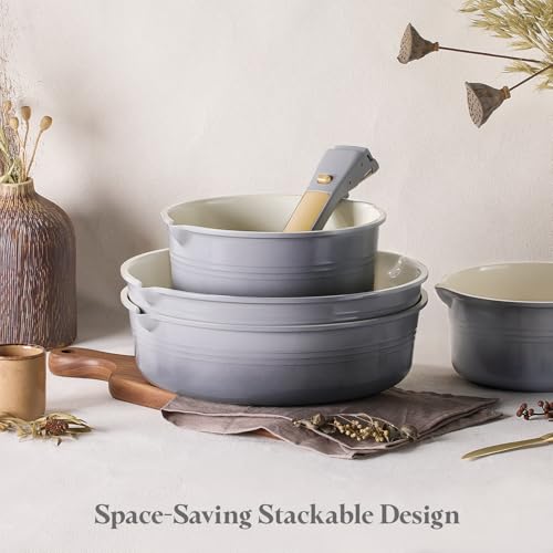 CAROTE 20-Piece Titanium Cookware Set with Detachable Handles - Gradient Grey