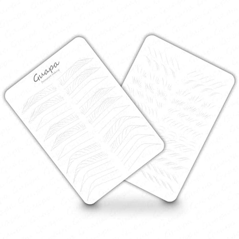 3 pcs White Microblading Hairstroke Practice Skin Hair strokes Pattern Pre-printed Silicone Practice Pad Combo Brow Practice Skin Permanent Makeup Eyebrow Tattoo Latex (White Skin-Hair Strokes)