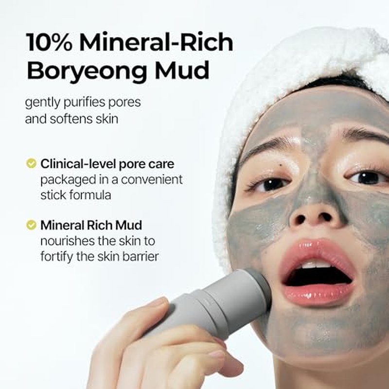 BRMUD Relief Mud Stick Mask | ATEEZ Pick- 3-Minute Pore Mask Skincare w/Boryeong Mud, Tea Tree Oil & PHA ? Absorbs Oil, Decongests Pore & Smooths Skin ? Korean Clay Stick Mask (1.05 oz)