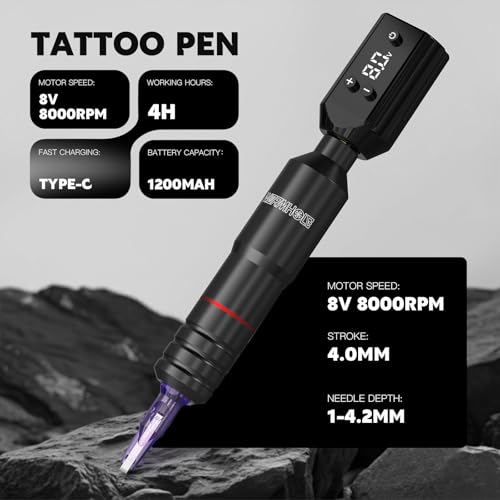 Wireless Rotary Tattoo Gun Kit with Dual Batteries, Inks & Accessories for Beginners