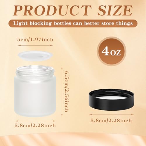 Frosted Glass Jars with Lids - 4 oz Airtight Cosmetic Containers, Bulk Storage, DIY Crafts, Clear Frosted, 24 Pack